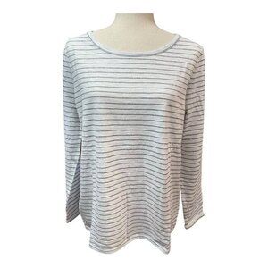UNTUCKit Womens Leoville Long Sleeve Striped Top~Size Large~Black White Tee~NWOT